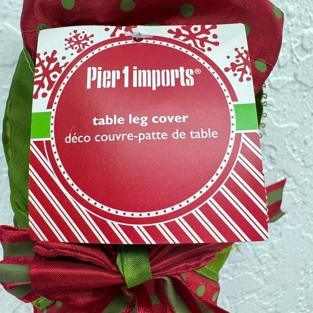 Pier 1 Imports Christmas Table Leg Covers Elf Boots Red Green Set of 2 NWT‎